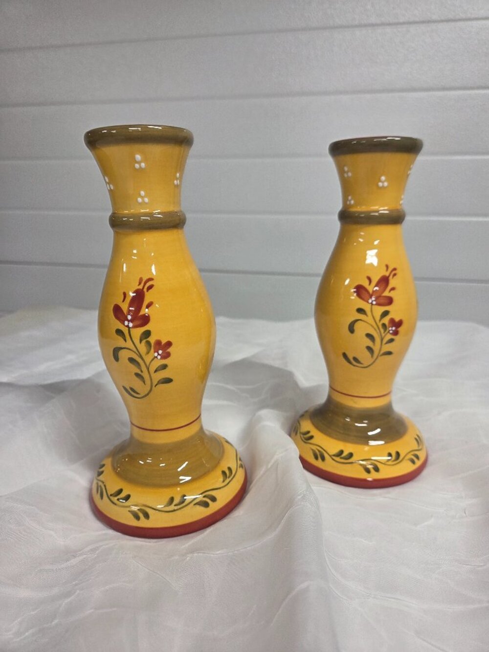Demdaco Bienvenue Ceramic Candlestick Holders